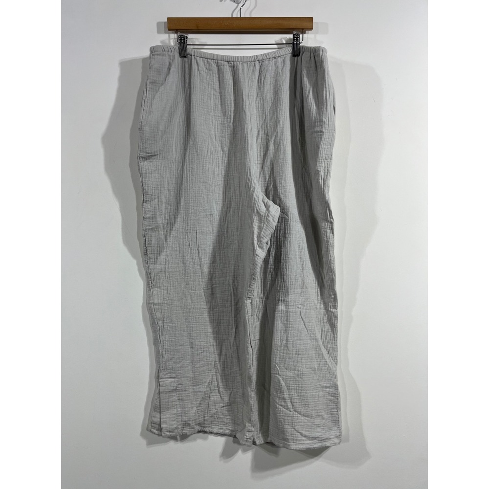 Habitat Fisherman Coastal Artsy Cotton Double Gauze Wide Leg Pants Women XL Boho